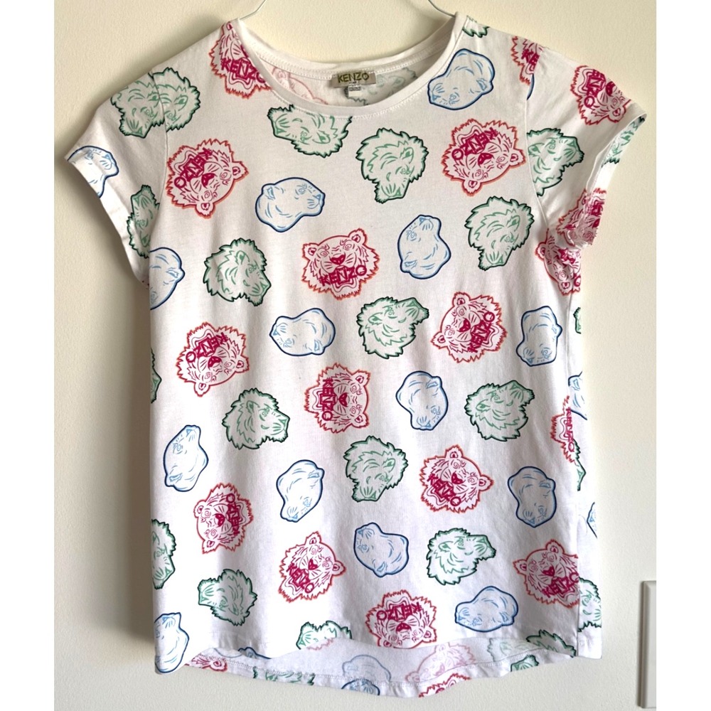 Kenzo Kids Short Sleeve T-Shirt-Multi Color Tiger All Over Print-Unisex Size‎ 12